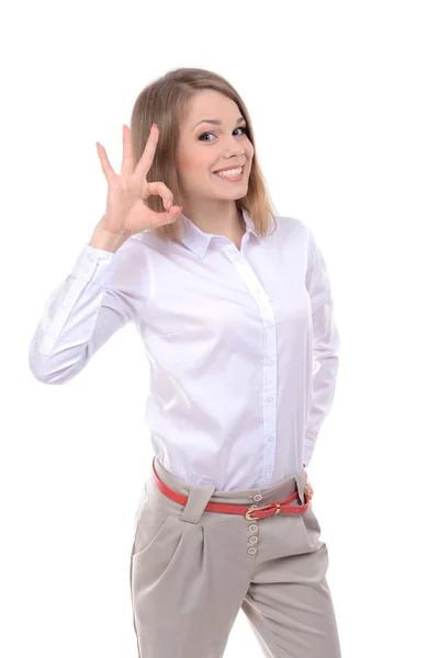 Mulher de negócios isolado em branco — Fotografia de Stock