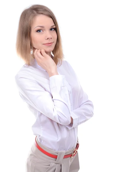 Mujer de negocios aislada en blanco — Foto de Stock