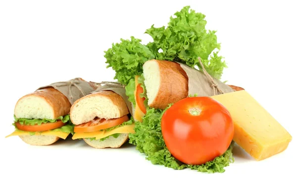 Fresh and tasty sandwich isolated on white — Stock Photo, Image