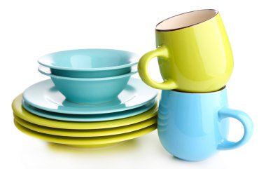 renkli sofra üzerinde beyaz izole temiz