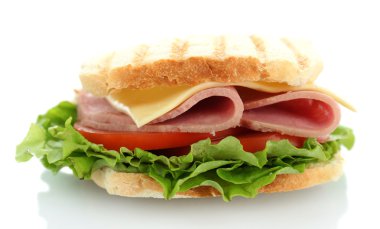 beyaz izole jambon ile lezzetli sandviç