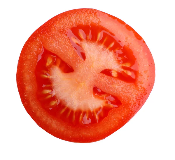 Rebanada de tomate fresco, aislado en blanco — Foto de Stock