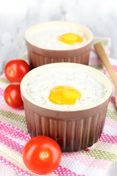 Baked eggs close up — Stock Photo, Image