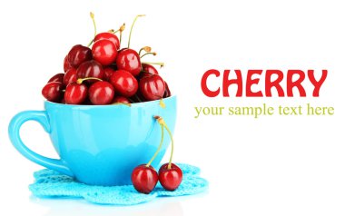 Olgun kırmızı kiraz çilek beyaz izole Kupası