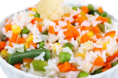 pirinç pişmiş sebze ile yakın çekim