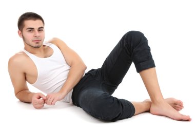 beyaz izole yakışıklı genç