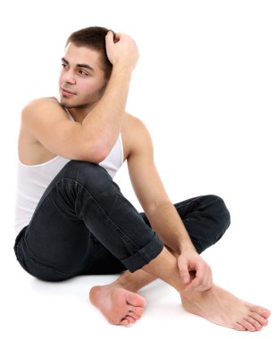 beyaz izole yakışıklı genç