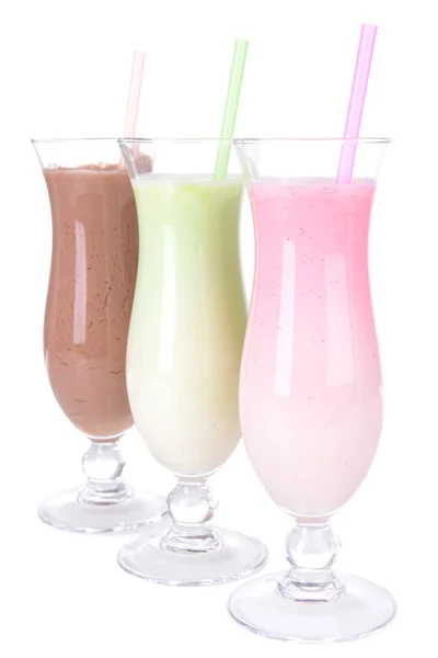 Milchshakes isoliert auf weiß — Stockfoto