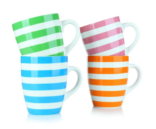 Colore tazze vuote isolate su bianco — Foto Stock