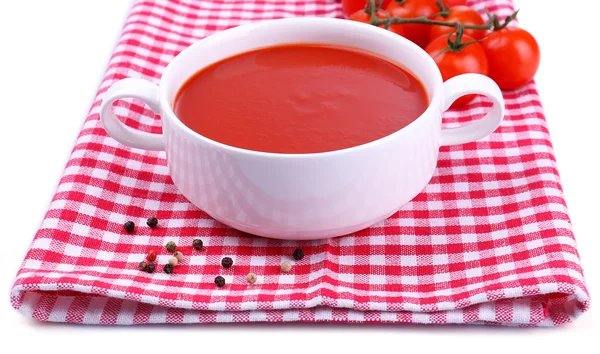 Smakelijke tomatensoep, geïsoleerd op wit — Stockfoto