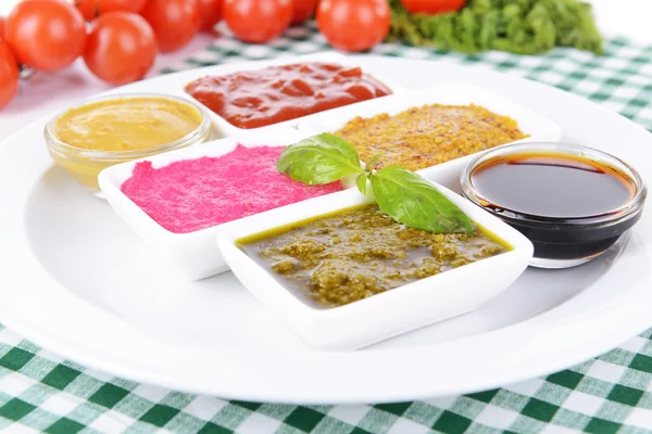 Various sauces on table close-up — Stock Photo, Image