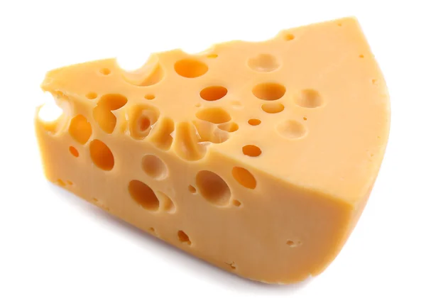 Morceau de fromage, isolé sur blanc — Photo