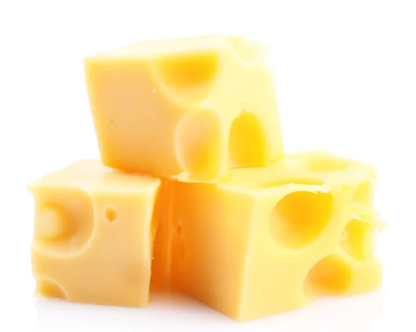 Pieces of cheese, isolated on white — Stock Photo, Image