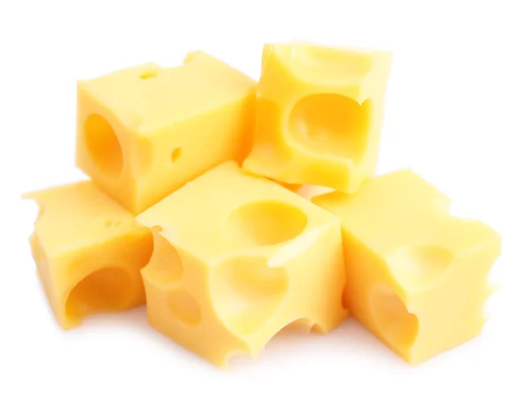 Pieces of cheese, isolated on white — Stock Photo, Image