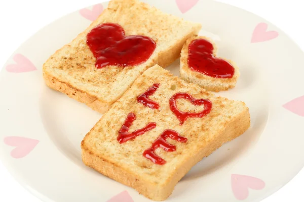 Leckere Toast mit Marmelade auf Platte Nahaufnahme — Stockfoto