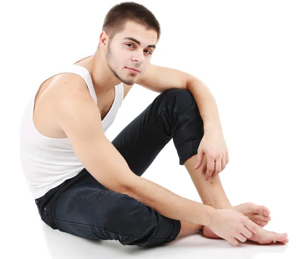 Guapo joven aislado en blanco —  Fotos de Stock