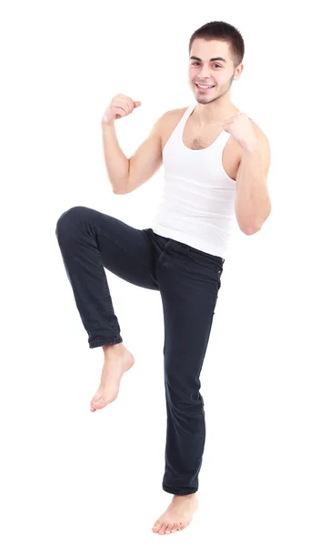 Beau jeune homme isolé sur blanc — Photo