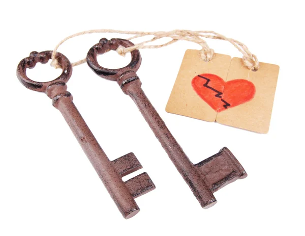 Keys to love, Conceptual photo. Isolated on white — Stock Photo, Image