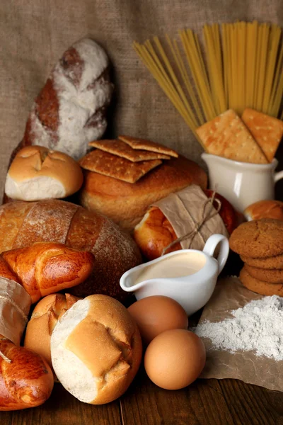 Tasty flour products close up — Stock Photo, Image