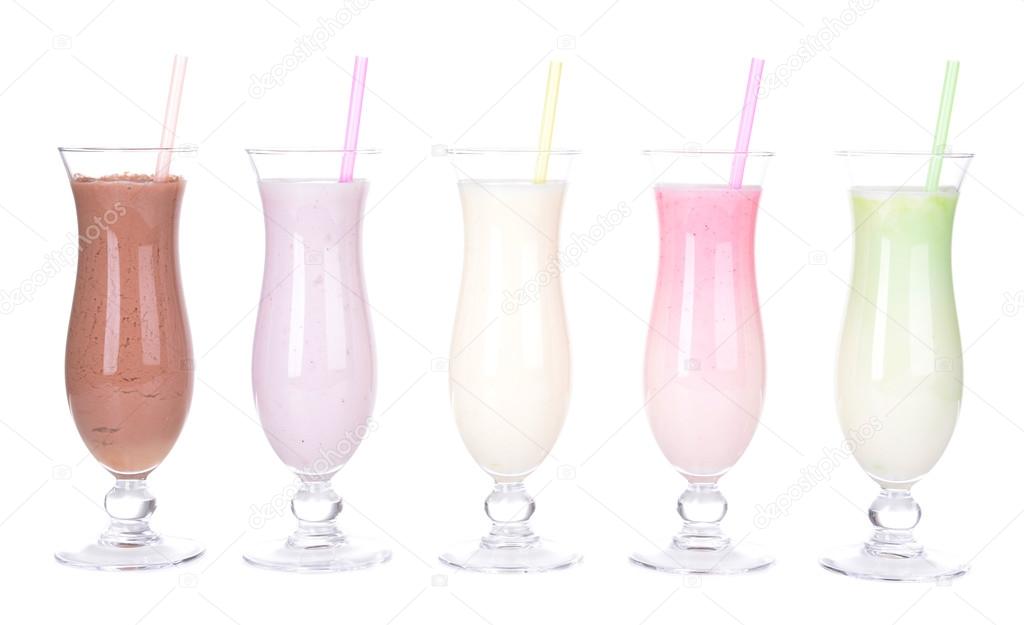 Milk shakes isolated on white