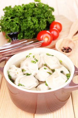 Rus haşlanmış mantı et köfte - yakın çekim