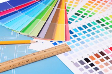 Çizim ve renk örnekleri yakın çekim