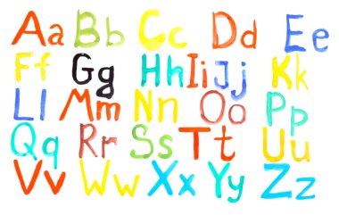 beyaz izole alfabe suluboya