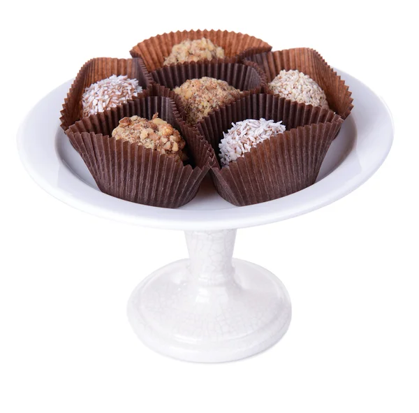 Conjunto de caramelos de chocolate aislados en blanco — Foto de Stock