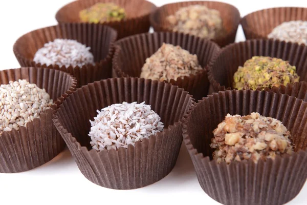 Conjunto de doces de chocolate close-up — Fotografia de Stock