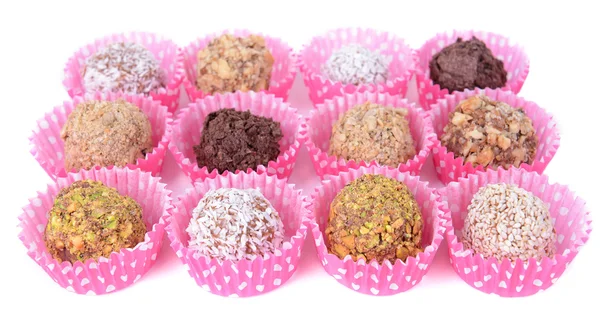Set di caramelle al cioccolato isolate su bianco — Foto Stock