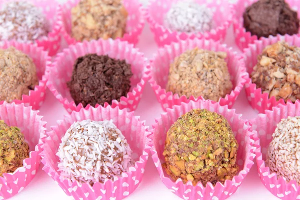 Conjunto de caramelos de chocolate de cerca — Foto de Stock