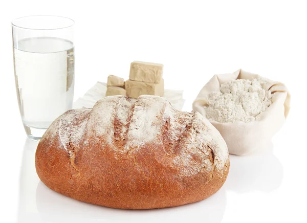 Composition with rye bread isolated on white — Stock Photo, Image