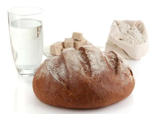 Composition with rye bread isolated on white — Stock Photo, Image