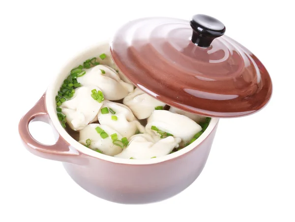 Meat dumplings - russian boiled pelmeni  isolated on white — Stock Photo, Image