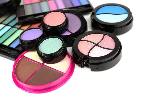 Bright eye shadows close up