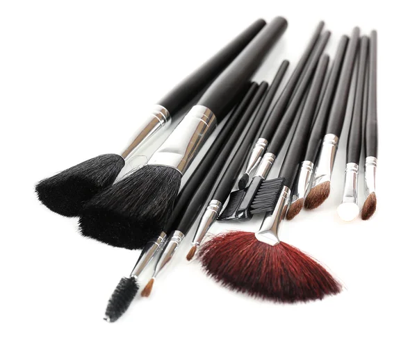 Set of make-up brushes isolated on white — Stock Photo, Image