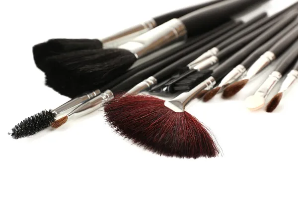 Set of make-up brushes isolated on white — Stock Photo, Image