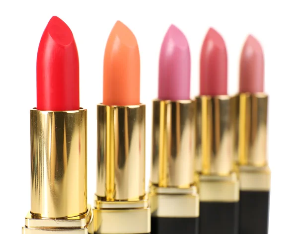 Beautiful lipsticks isolated on white — Stock Photo, Image