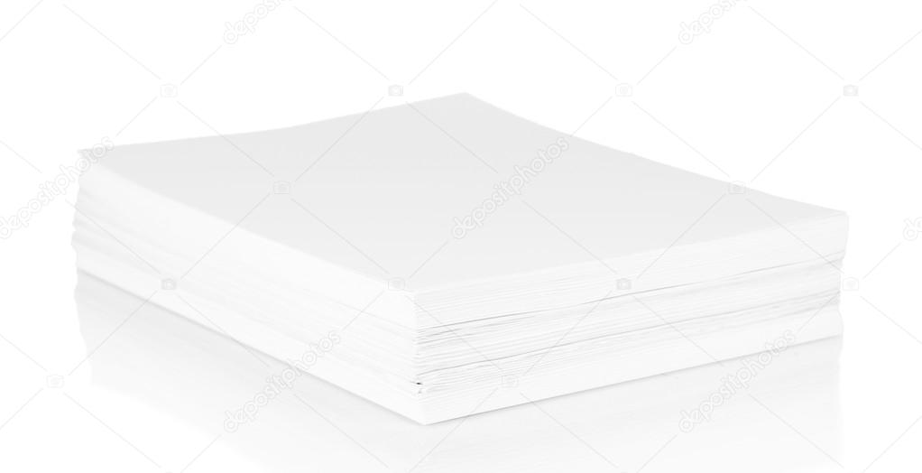Stack white paper isolated on white