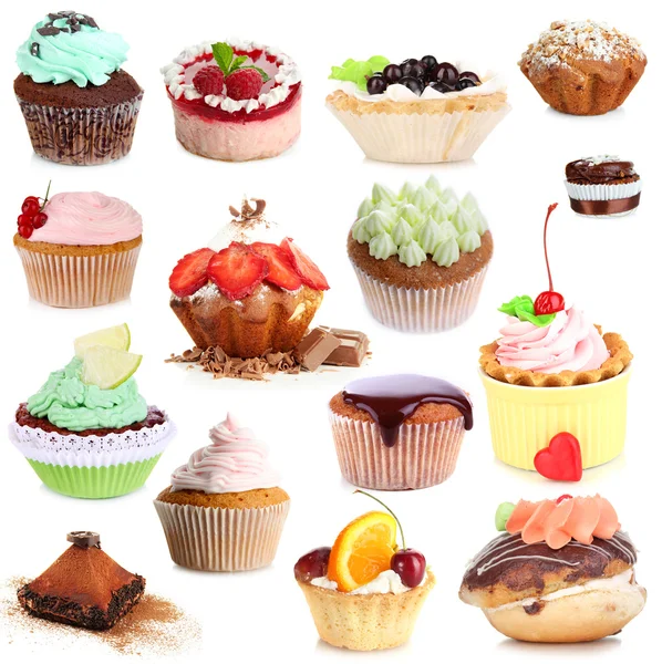 Sweet desserts isolated on white — Stock Photo, Image