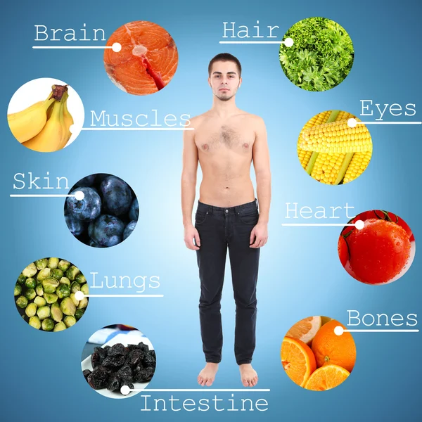 Collage des aliments les plus utiles pour l'homme — Photo