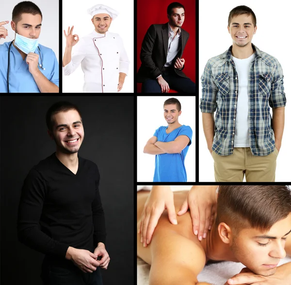 Collage of portraits young handsome man — Stock Photo, Image
