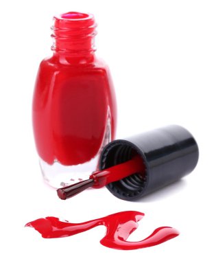 Kırmızı oje beyaza izole edilmiş. 