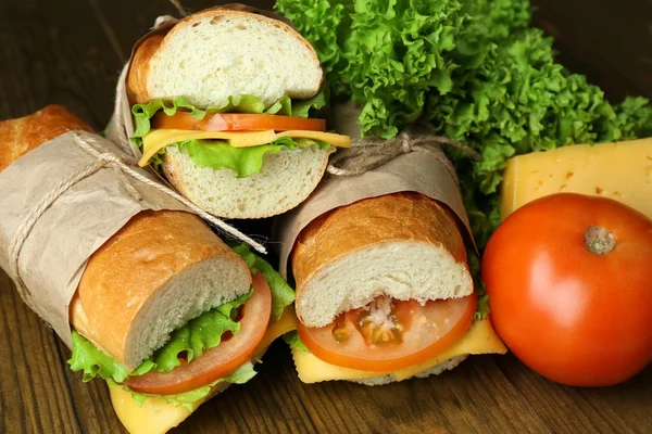Čerstvé a chutné sendviče zblízka — ストック写真