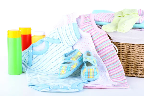 Pile of baby clothes isolated on white — Stock Photo, Image