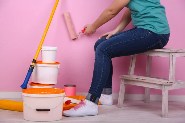 Foto concettuale di lavori di riparazione in camera — Foto Stock