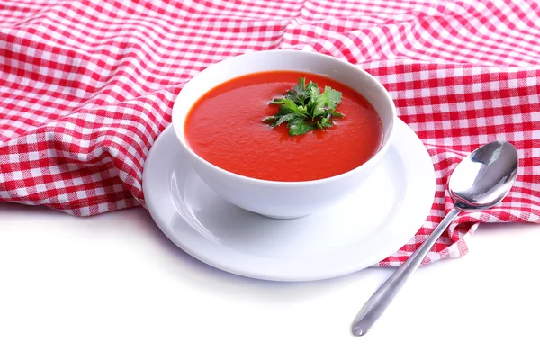 Smakrik tomatsoppa, isolerad på vit — Stockfoto