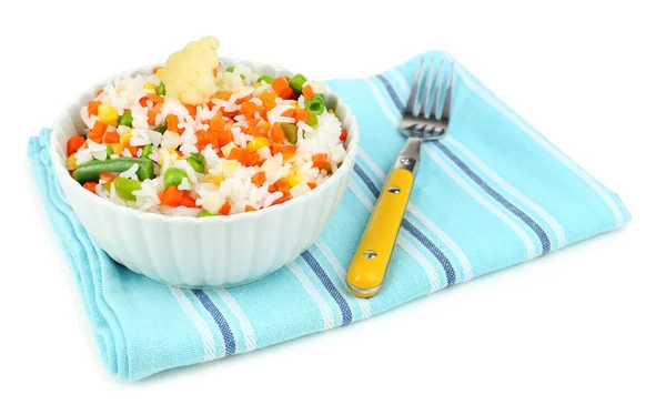 Arroz cocido con verduras aisladas sobre blanco —  Fotos de Stock