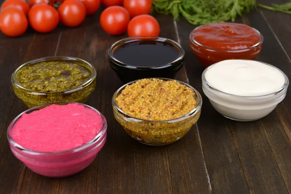 Various sauces on table close-up — Stock Photo, Image