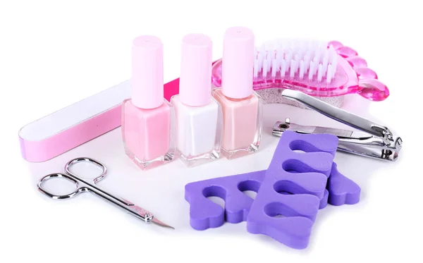 Conjunto de pedicure isolado em branco — Fotografia de Stock